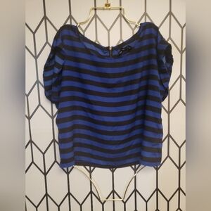 Royal Blue and Black Stripes | Horizontal Medium Stripes